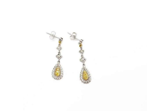 18kt Two Tone Diamond Drop Earrings