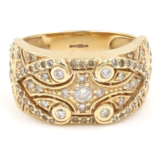 Unique Bezel Set 14K Yellow Gold ~1.25Ctw Diamond Fashion Ring Provident Jewelery