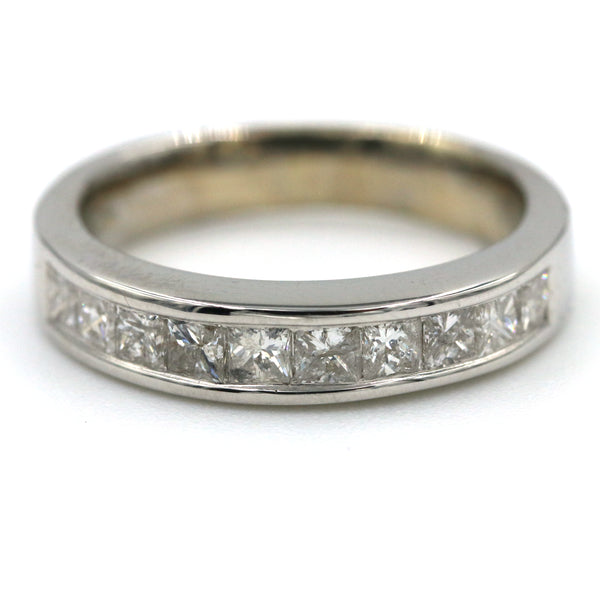 14K White Gold  ~1.00Ctw Princess Cut Channel Set Diamond Band Provident Jewelery