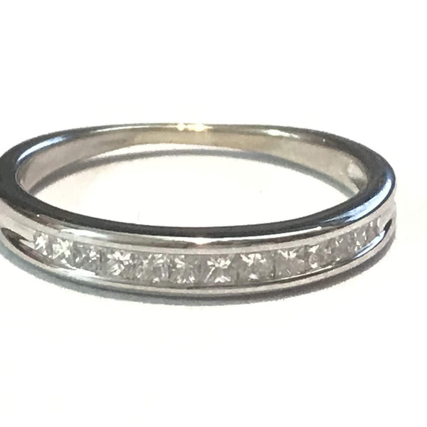 18K White Gold ~.25Ctw Princess Cut Set Diamond Channel Set Band Provident Jewelery