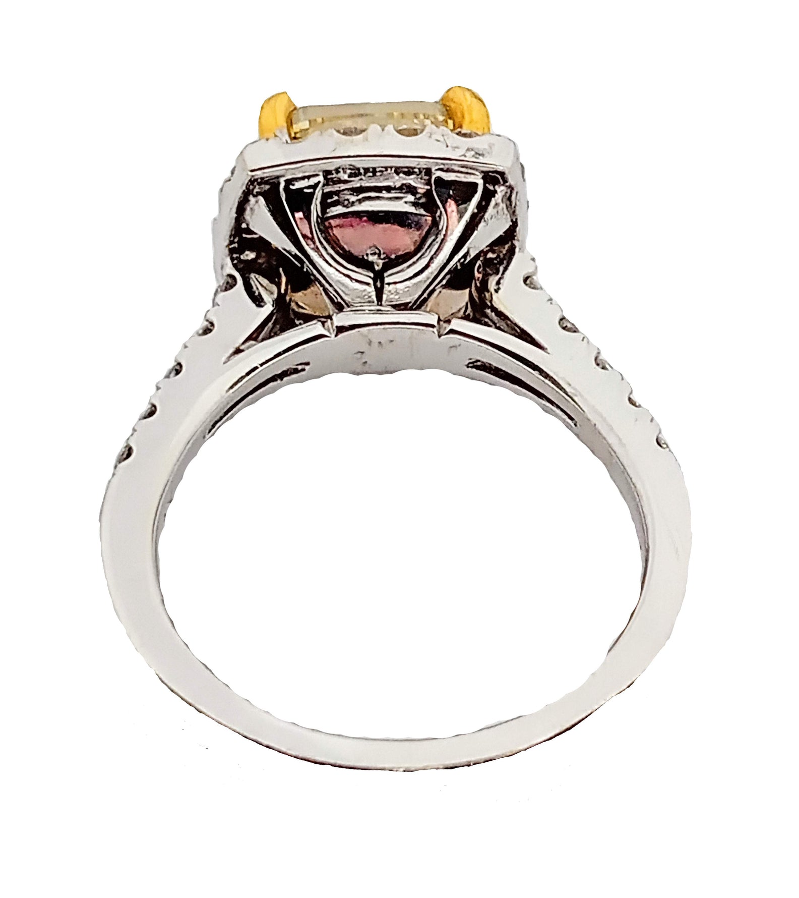 18kt White Gold GIA Certified 6.01ct Fancy Brownish Yellow Cushion Cut Diamond Halo Engagement Ring