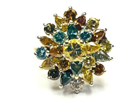 18K Multi Colored Diamond Cocktail Ring