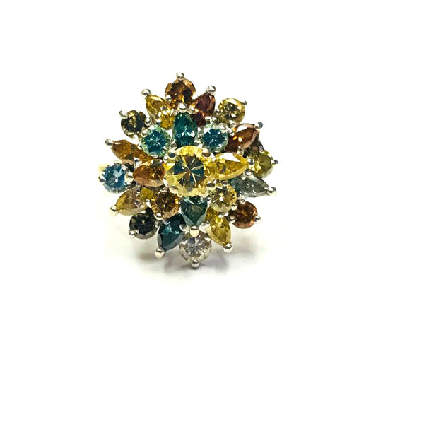 18K Multi Colored Diamond Cocktail Ring