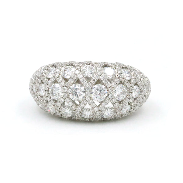 18kt White Gold Pave Diamond Dome Ring