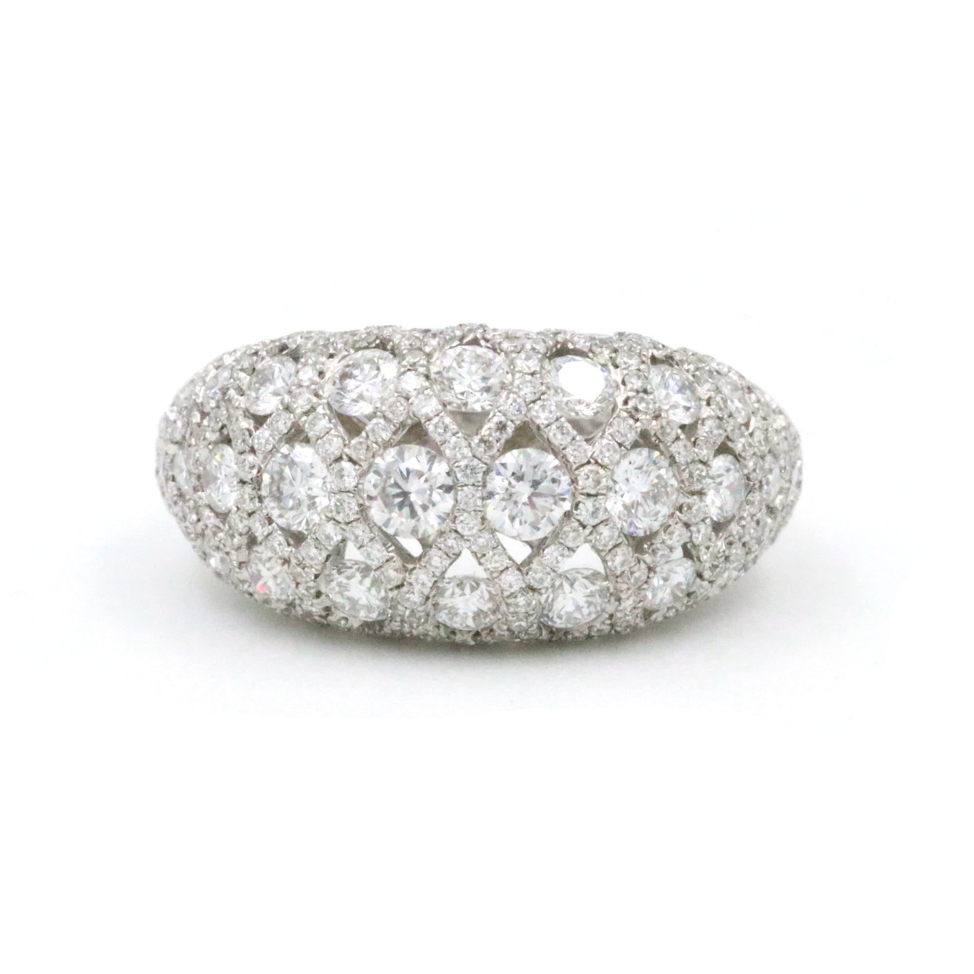 18kt White Gold Pave Diamond Dome Ring