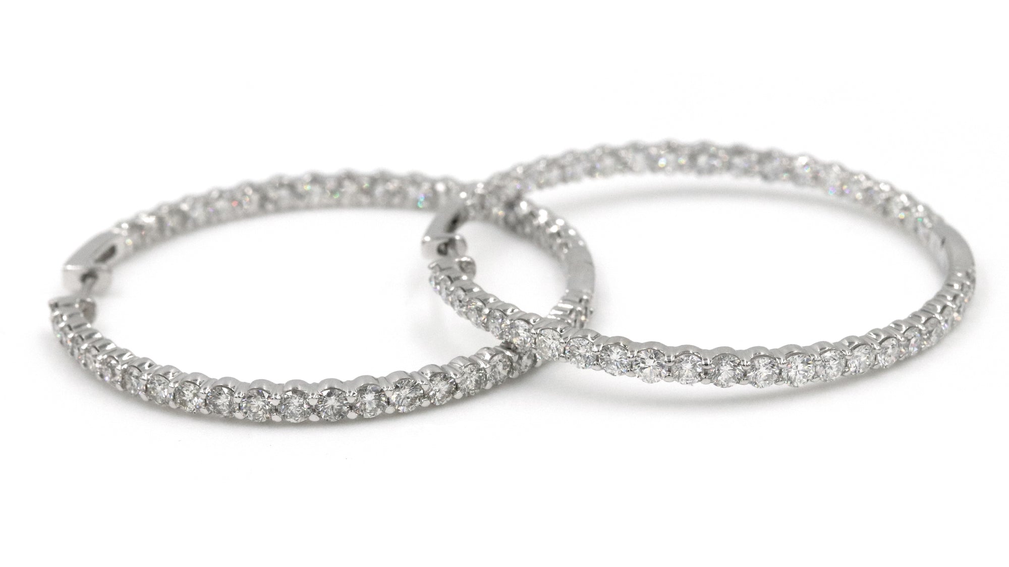 14kt White Gold Diamond Inside Outside Hoop Earrings