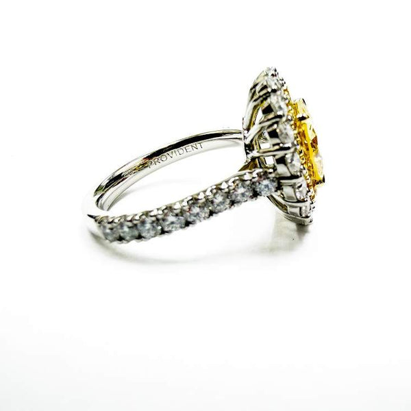 Fancy Yellow Diamond Ring, ~3.63ct Total weight