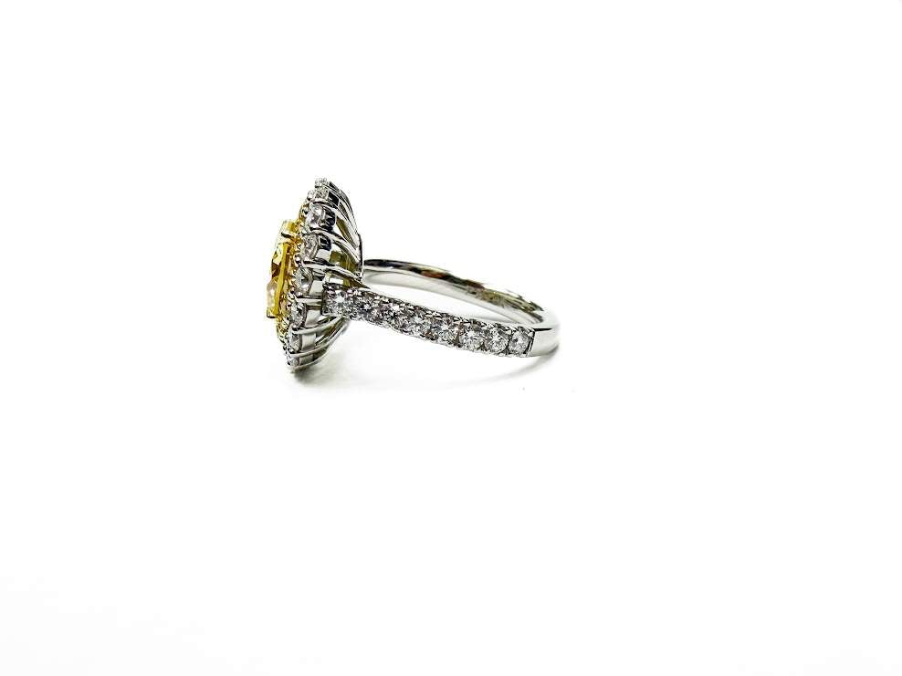 18kt Gold Fancy Yellow Diamond Double Halo Ring