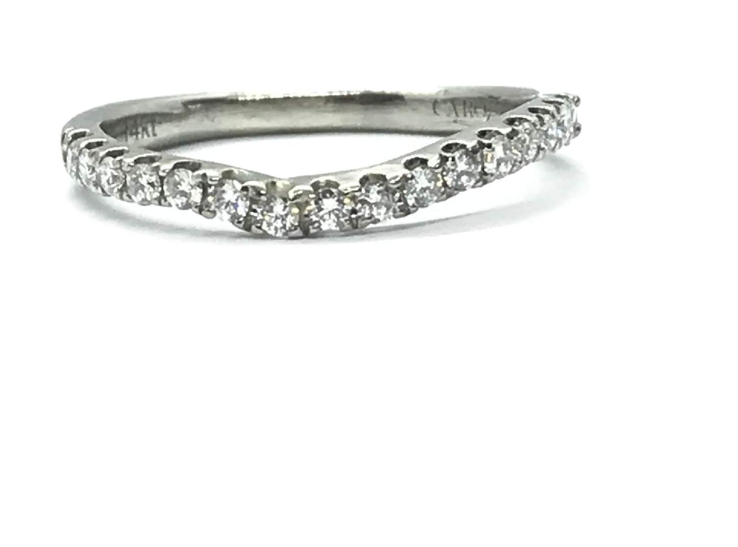 14K White Gold Diamond Prong Set Contour Band Provident Jewelery