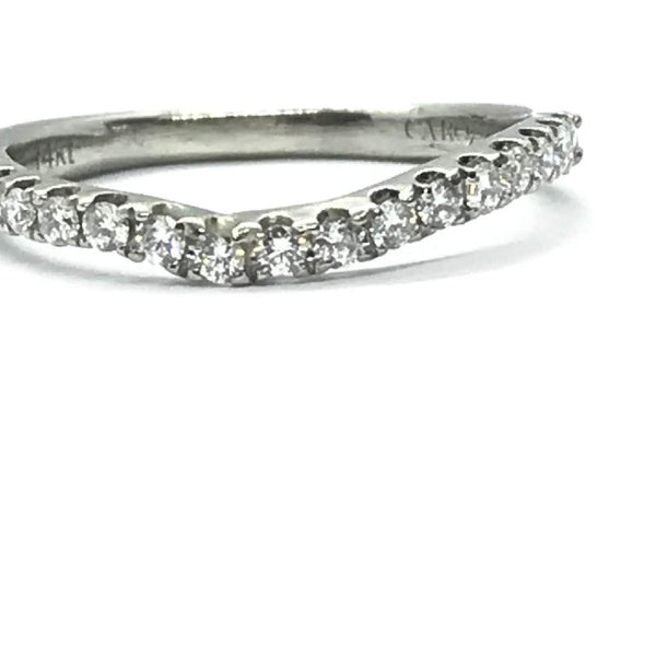 14K White Gold Diamond Prong Set Contour Band Provident Jewelery