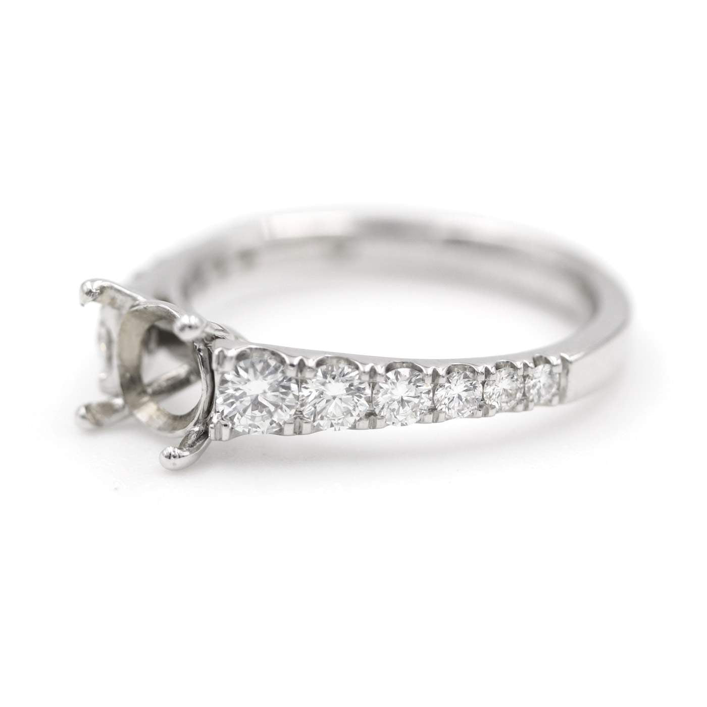 14kt White Gold Graduated Diamond Semi-Mount Ring