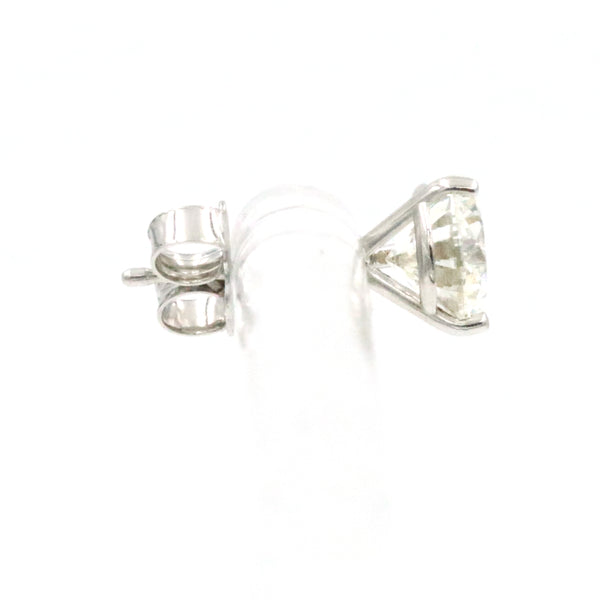 14K White Gold  2.02ctw Round Diamond Three Prong Martini Style Studs With Friction Backs. Provident Jewelery