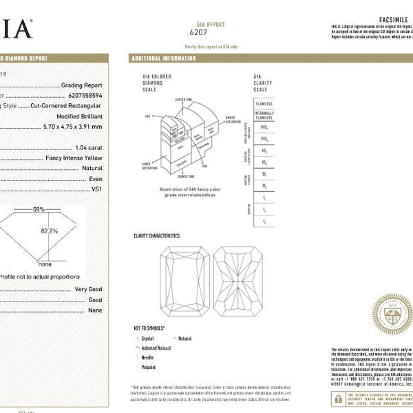 14Karat White Gold Diamond Halo 94D=~1.00ctw, Radiant Cut Center 1D=1.04Ct Fancy Intense Yellow VS1 GIA Provident Jewelery