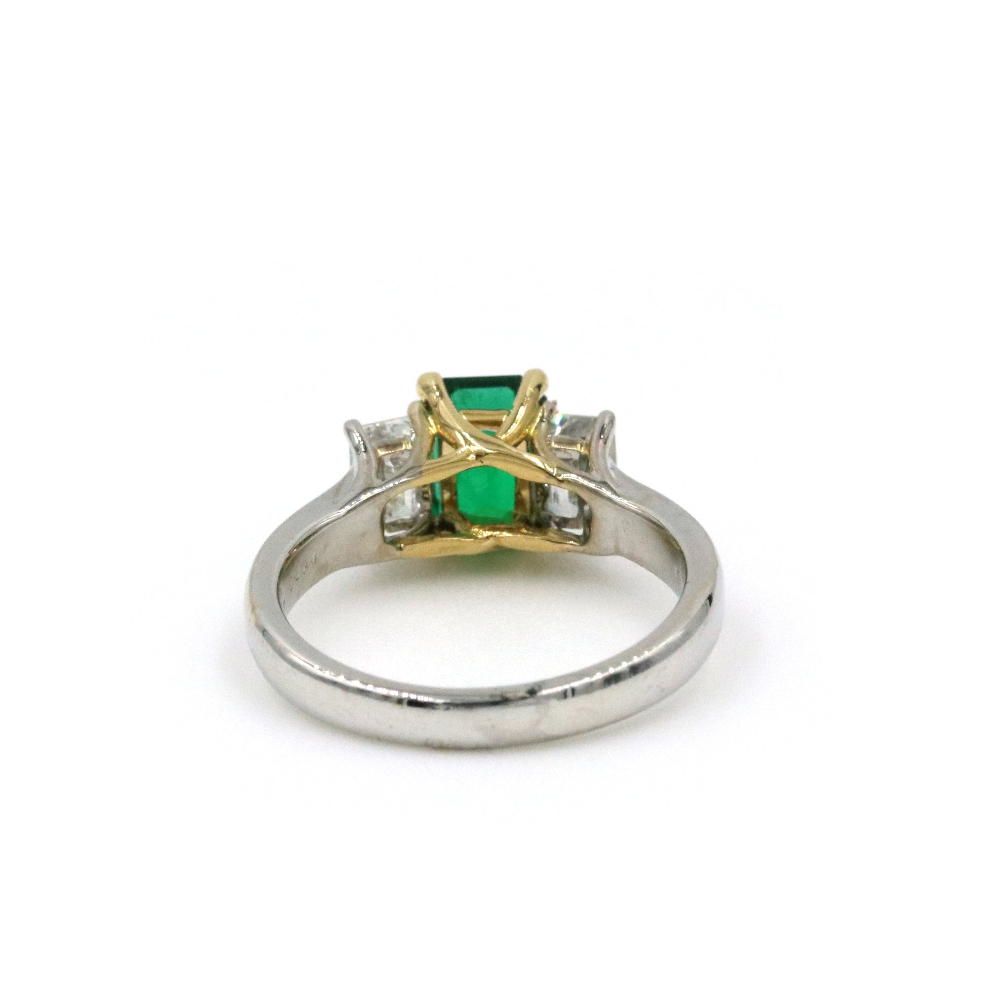 18kt White & Yellow Gold Natural Emerald and Diamond Ring