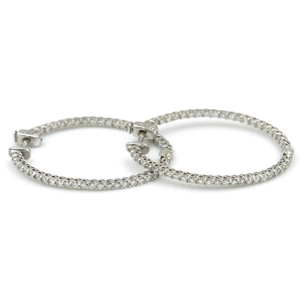 14kt White Gold Inside Out Diamond Hoop Earrings
