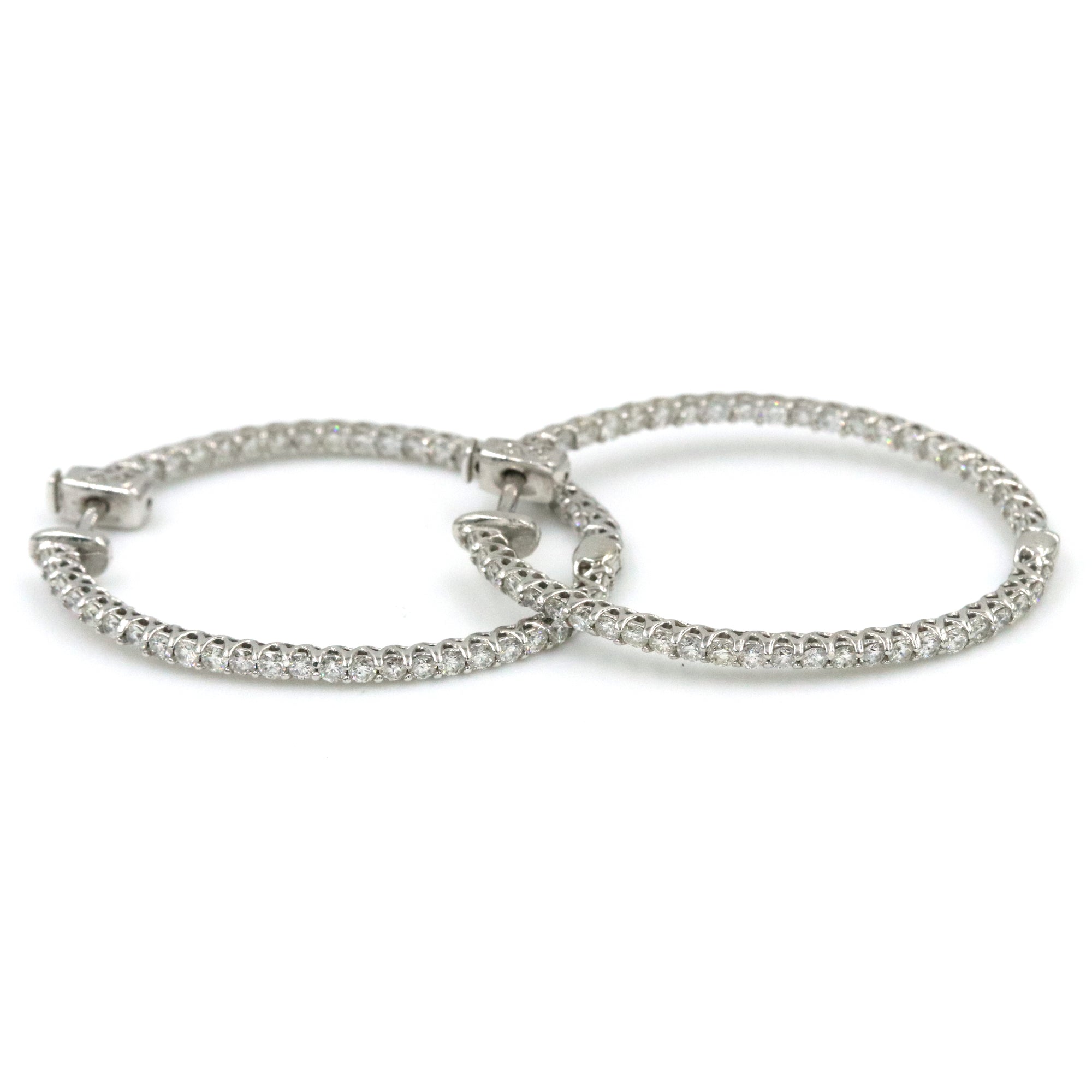 14kt White Gold Inside Out Diamond Hoop Earrings