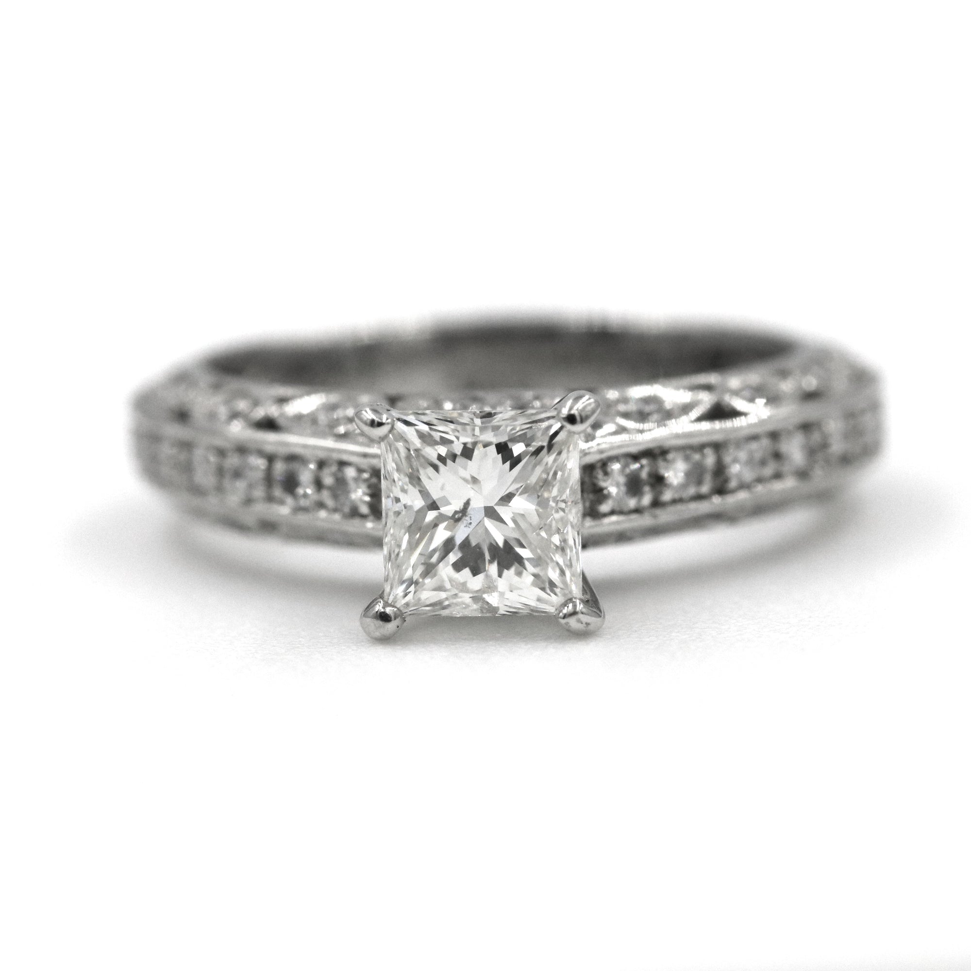 Platinum Princess Cut Diamond Engagement Ring by Bailey Banks & Biddle