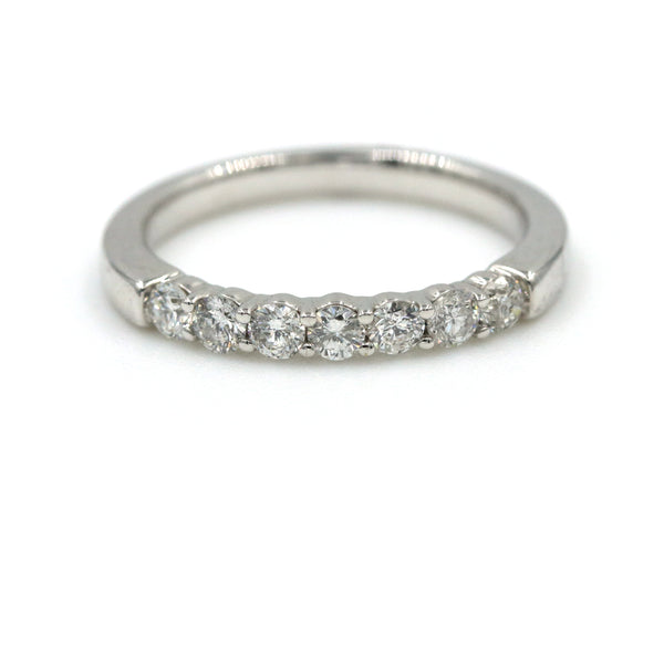 14K White Gold Shared Prong Diamond Wedding Band