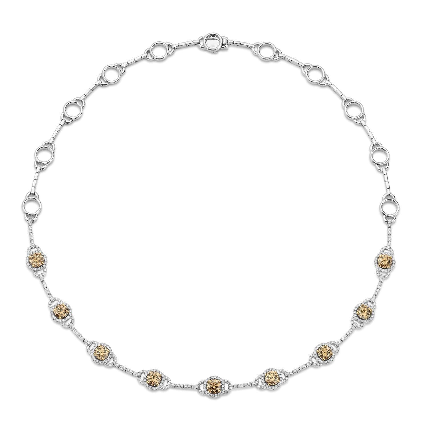 LeVian 18K White Gold Chocolate And White 8.50ctw Diamond Fashion Necklace (Removable Center Drop Can Be Worn As A Pendant Or Pearl Enhancer.