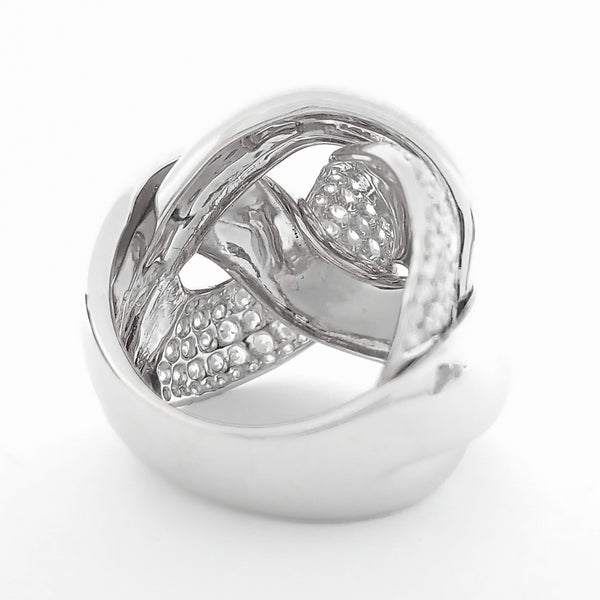 18K White Gold  3 Weave Fashion Crossover Style Ring With One Row Of Round ~2.25ctw Diamond Pave, Provident Jewelery