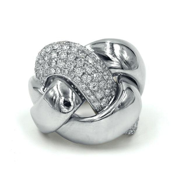 18K White Gold Diamond Crossover Fashion Ring 2.25Ctw