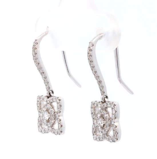 De Beers Enchanted Lotus Sleepers Diamond Earrings 18K White Gold .44Ctw