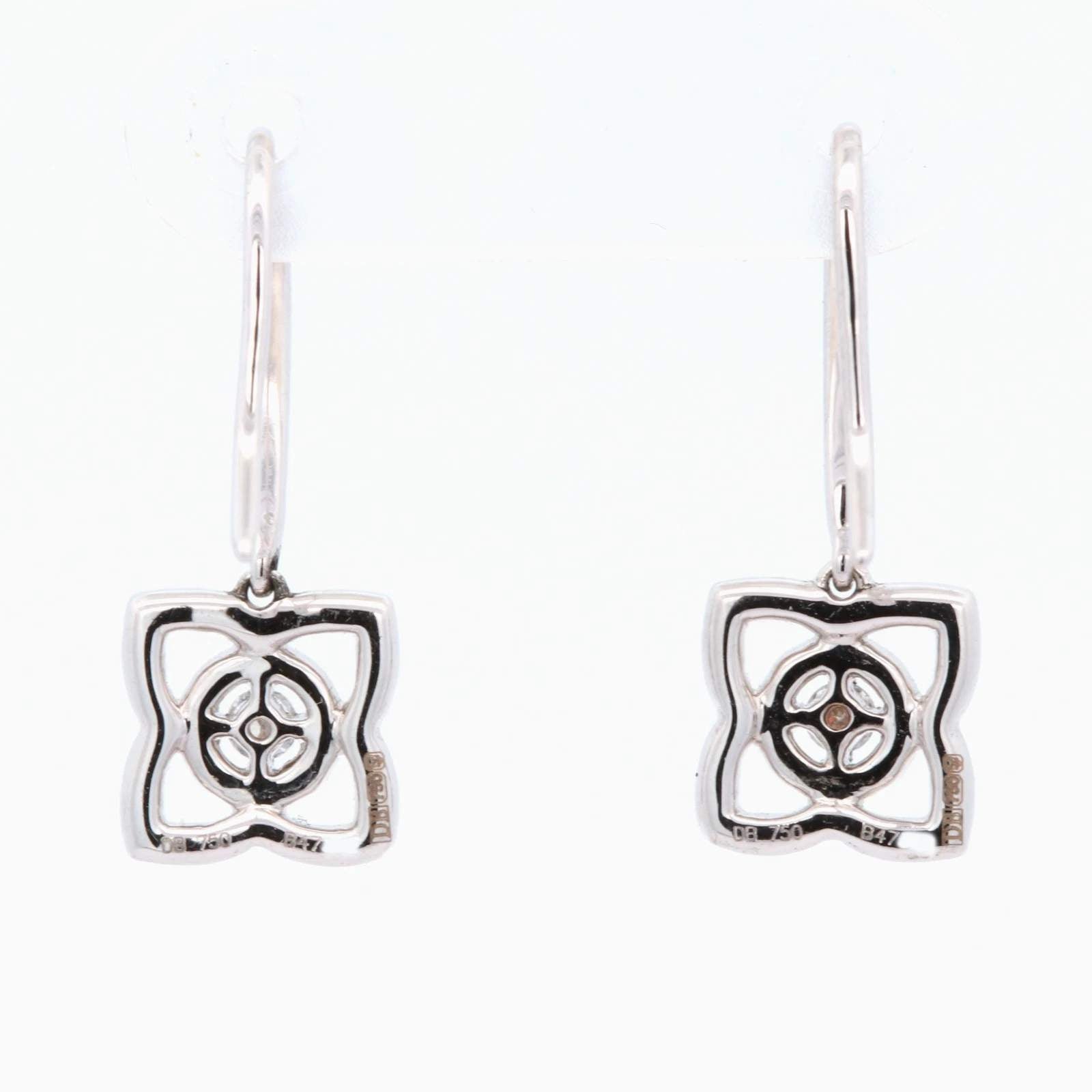 De Beers Enchanted Lotus Sleepers Diamond Earrings 18K White Gold .44Ctw