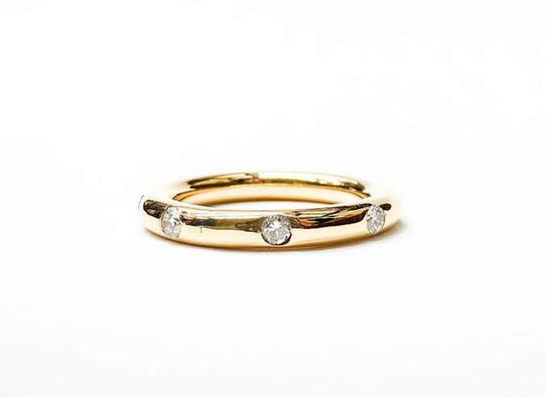 14K Solid Yellow Gold Flush Set Diamond Band .50Ctw