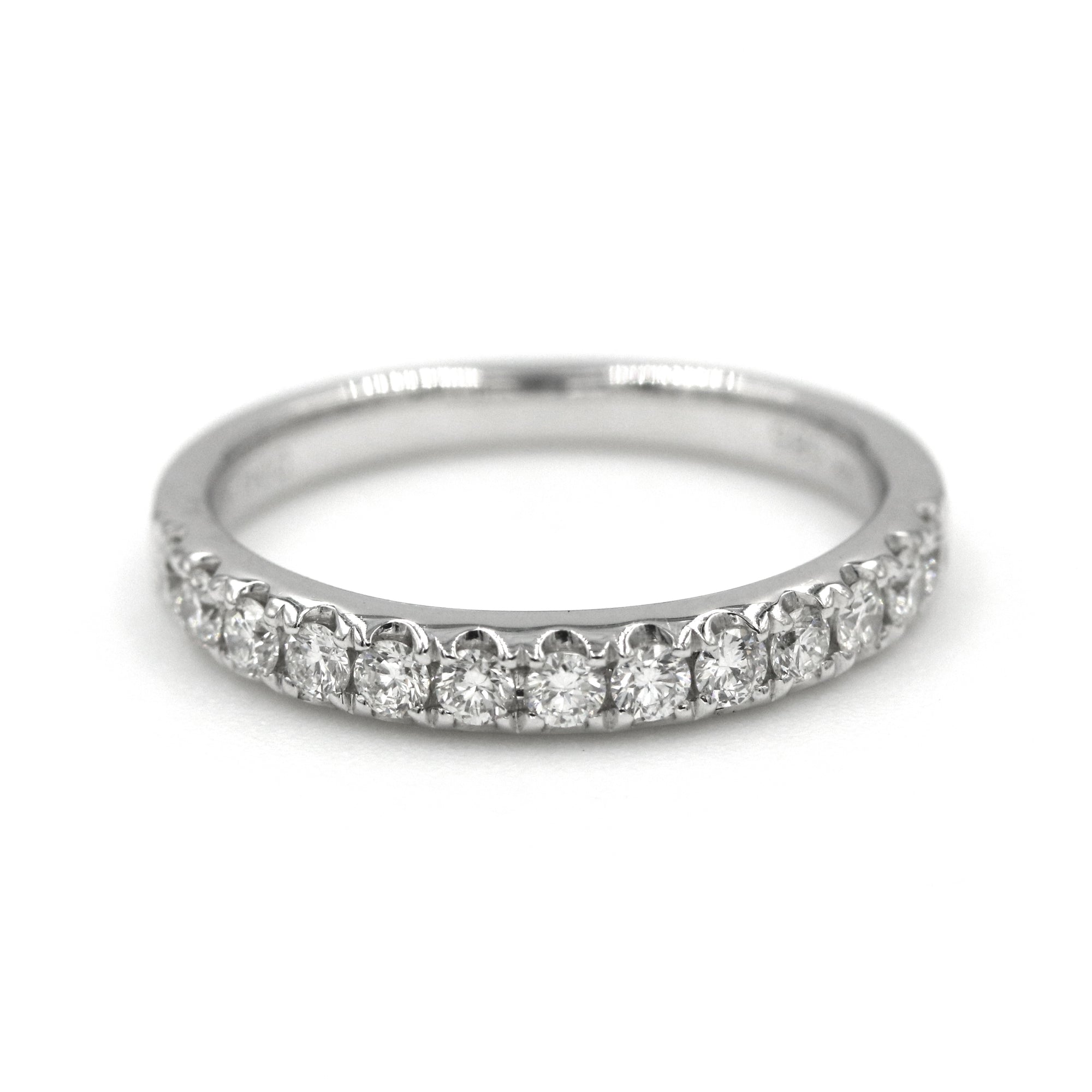 14K White Gold Pave Diamond Wedding Band .44Ctw