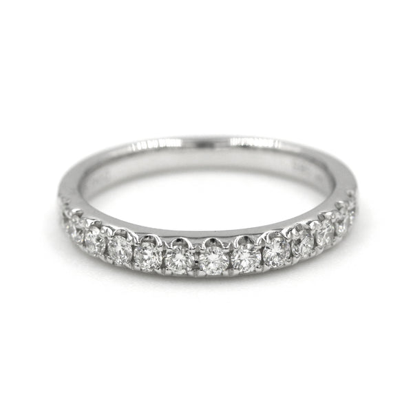 14K White Gold Pave Diamond Wedding Band .44Ctw
