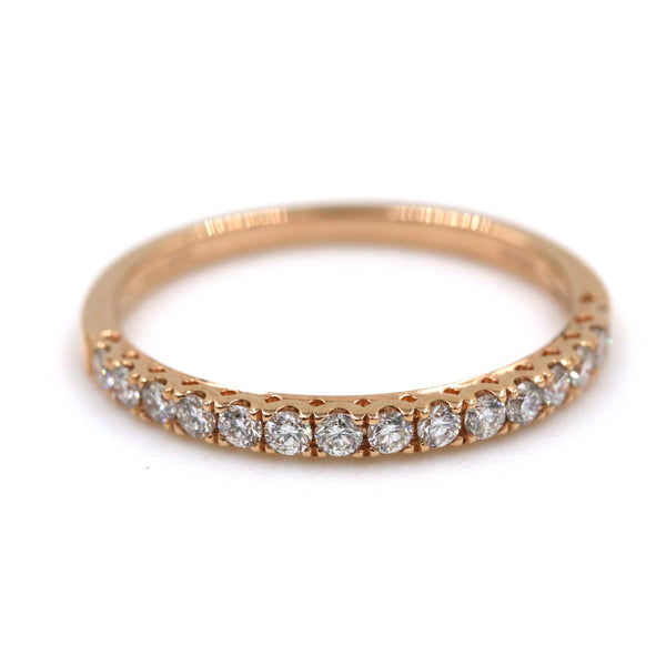 14K Rose Gold Pave Diamond Wedding Band .32Ctw
