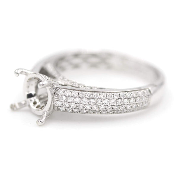 18K White Gold Simon G, 4 Row Pave ~.56Ctw Diamond Semi-Mount - Provident Jewelry