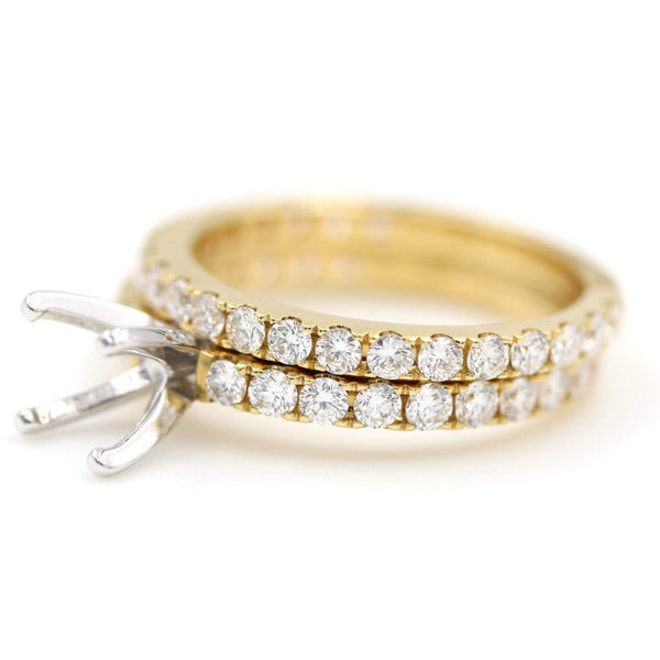 14K Yellow Gold Diamond Semi-Mount Set D=~1.28Ctw, No Center Stone - Provident Jewelry