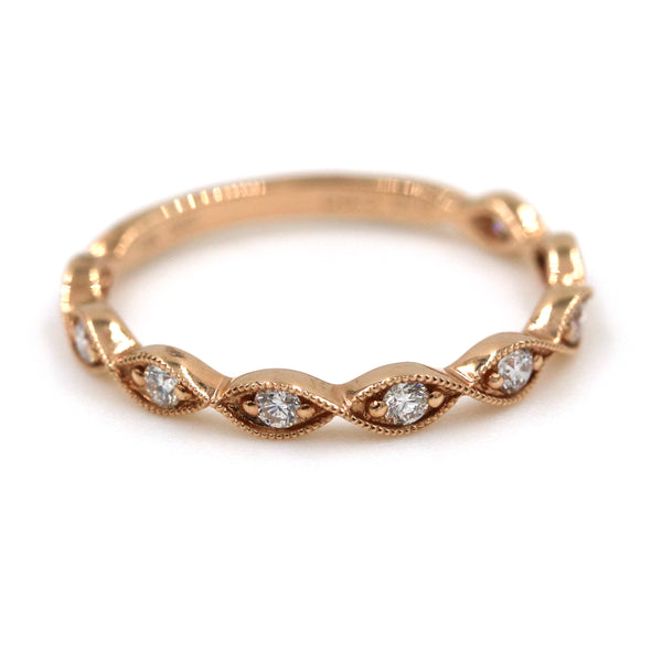 14K Rose Gold Fancy Twist ~.22Ctw Diamond Band - Provident Jewelry