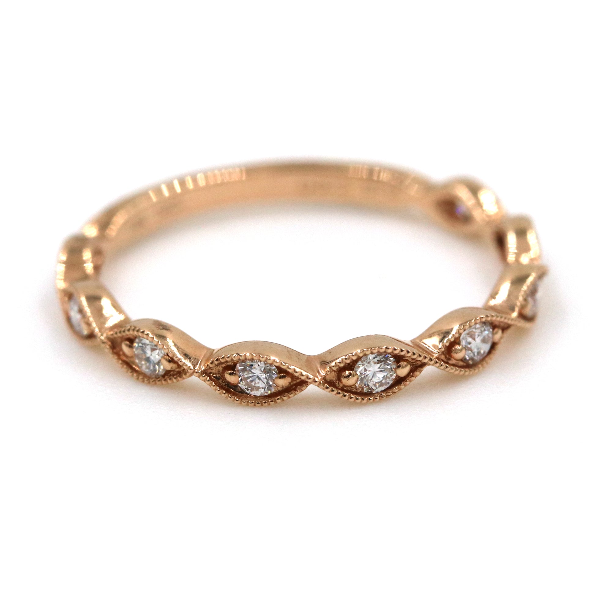 14kt Rose Gold Diamond Twist Band
