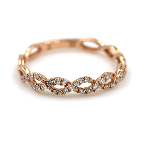 14K  Fancy Twist Bypass Diamond Band Provident Jewelery