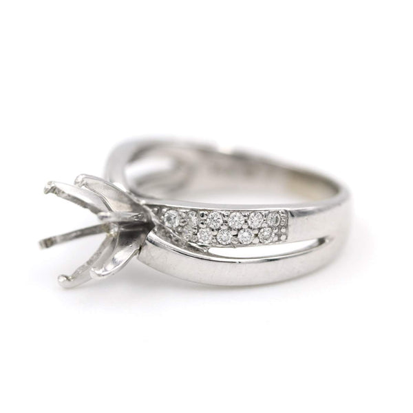 14K White Gold Pave Diamond Bypass Mounting 22D=~.33ctw Pave ~.33ctw Diamond Bypass Mounting - Provident Jewelry