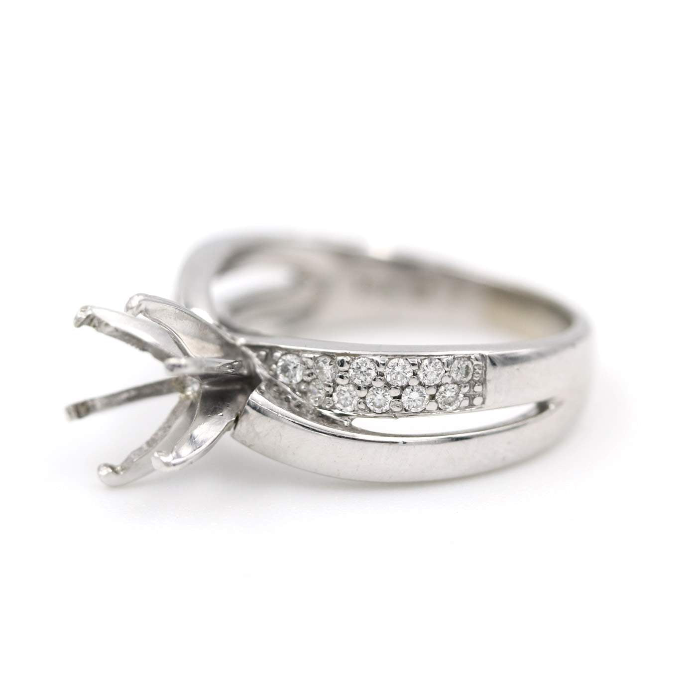14kt White Gold Diamond Bypass Semi-Mount