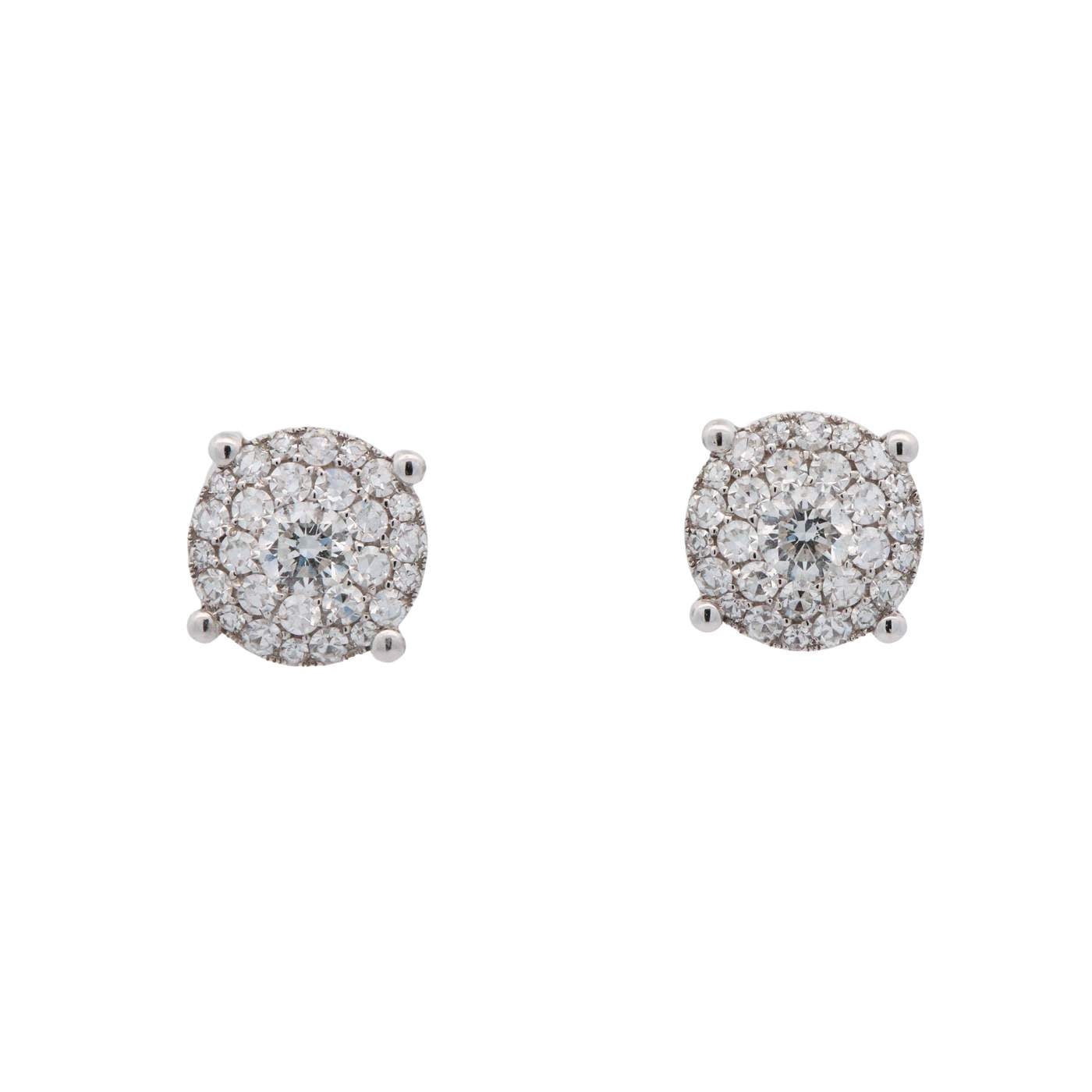 14kt White Gold Diamond Cluster Stud Earrings