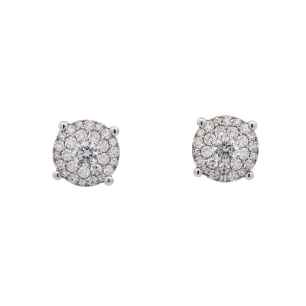 14kt White Gold Diamond Cluster Stud Earrings