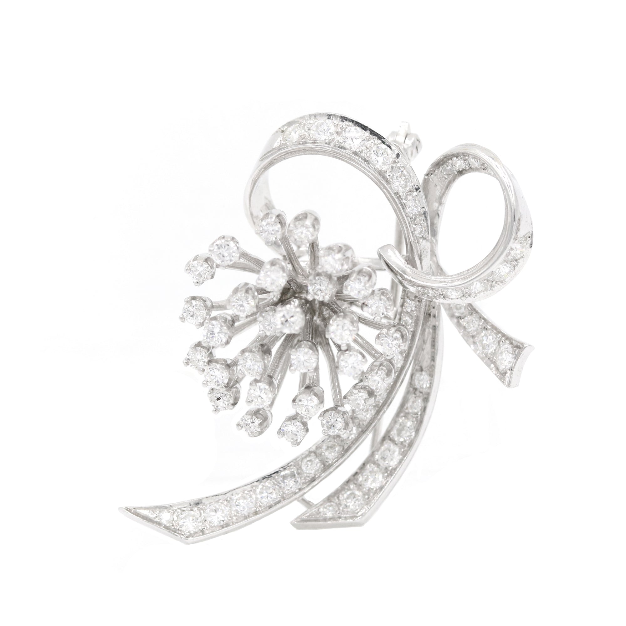 14kt White Gold Vintage Diamond Bow Pin