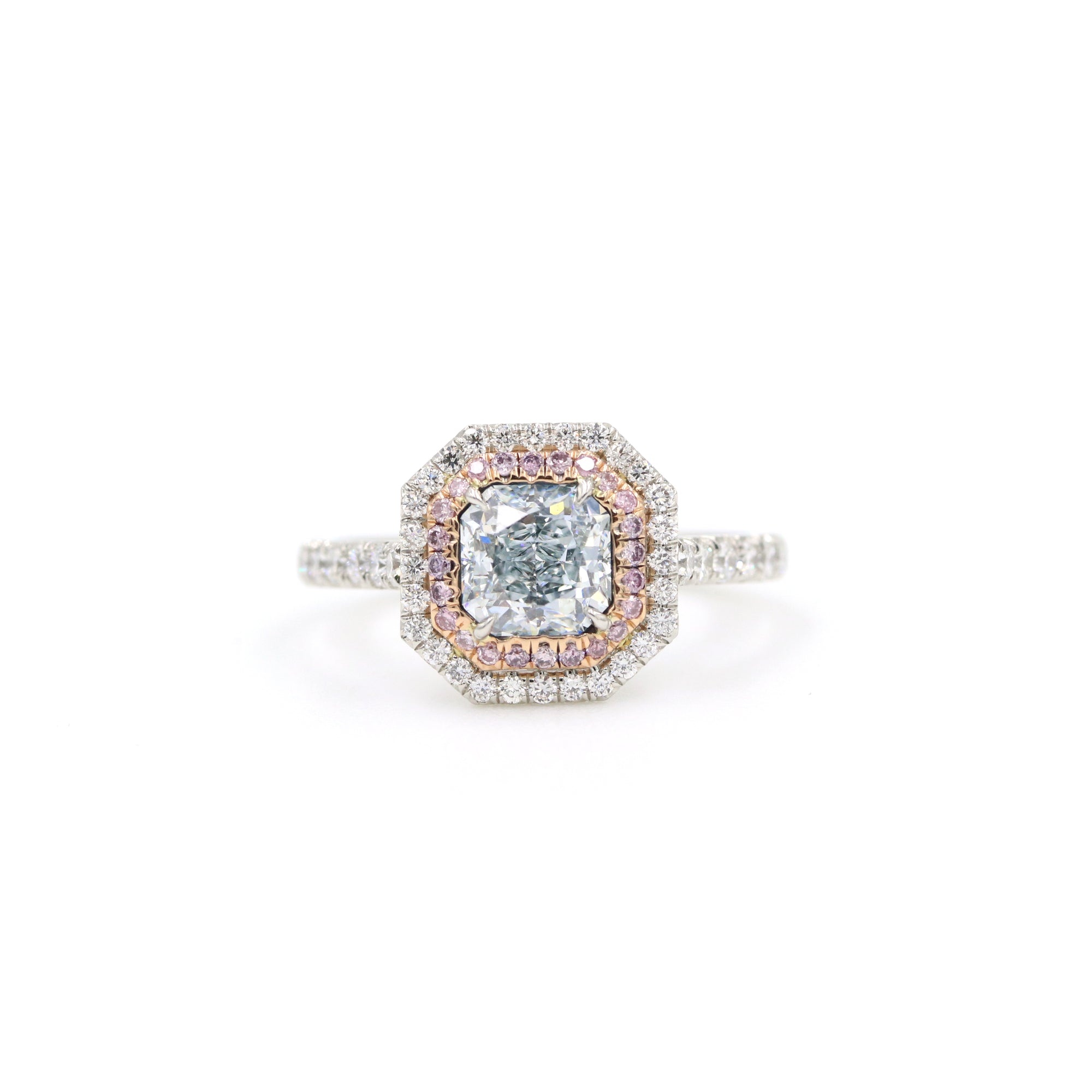 18KW Natural Fancy Light Greenish-Blue Diamond Pendant, GIA