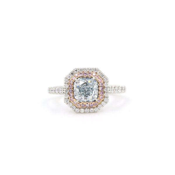 18KW Natural Fancy Light Greenish-Blue Diamond Pendant, GIA