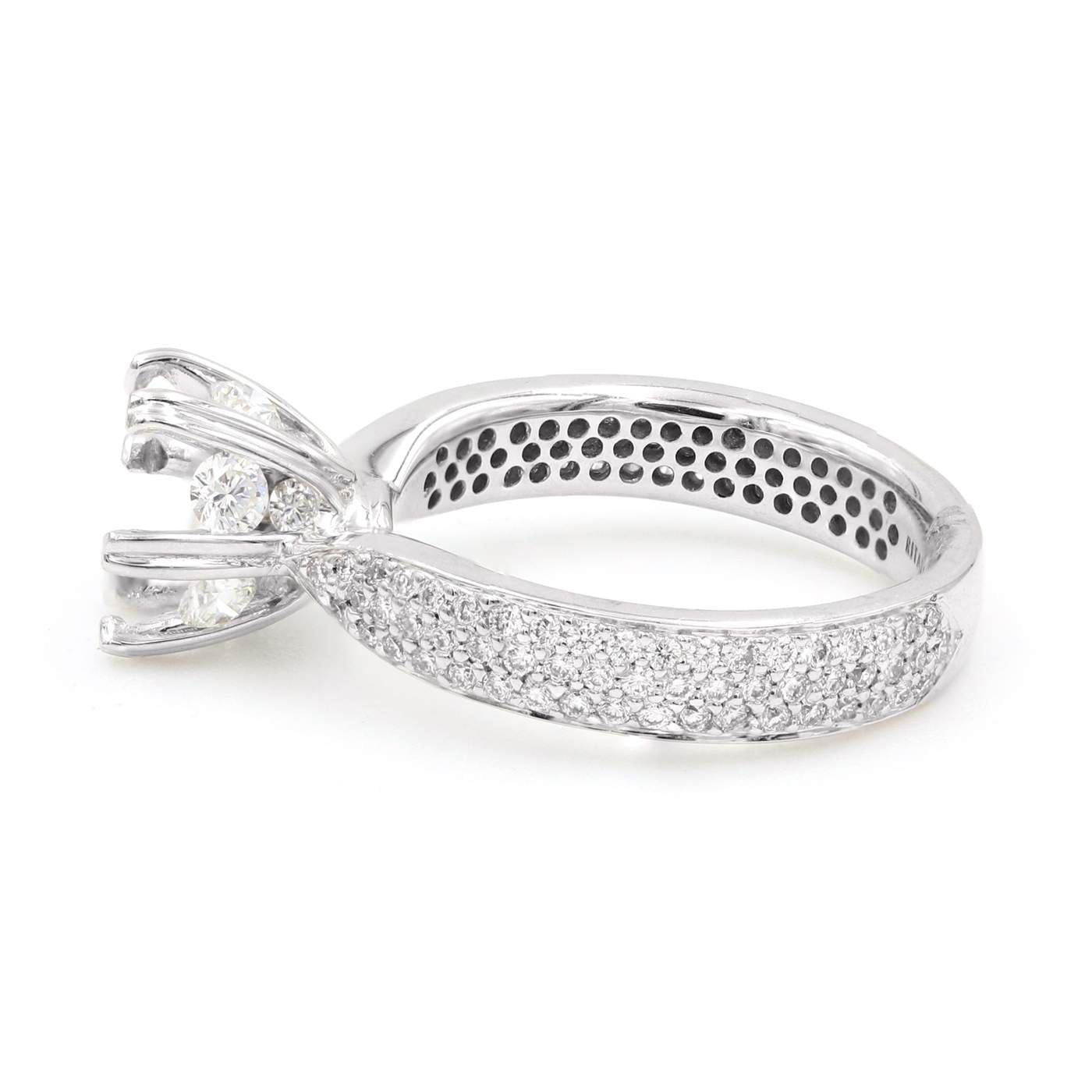 18kt White Gold Ritani Three Row Pave Diamond Semi-Mount