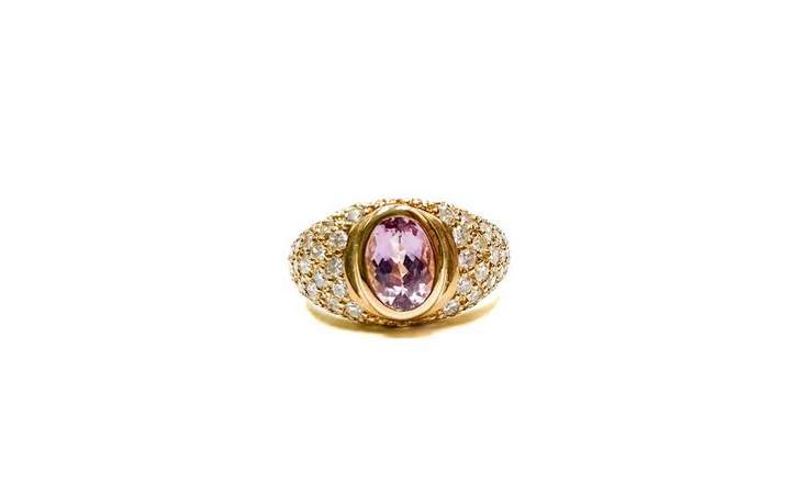 18kt Yellow Gold Pink Tourmaline and Diamond Ring