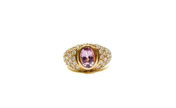 18kt Yellow Gold Pink Tourmaline and Diamond Ring