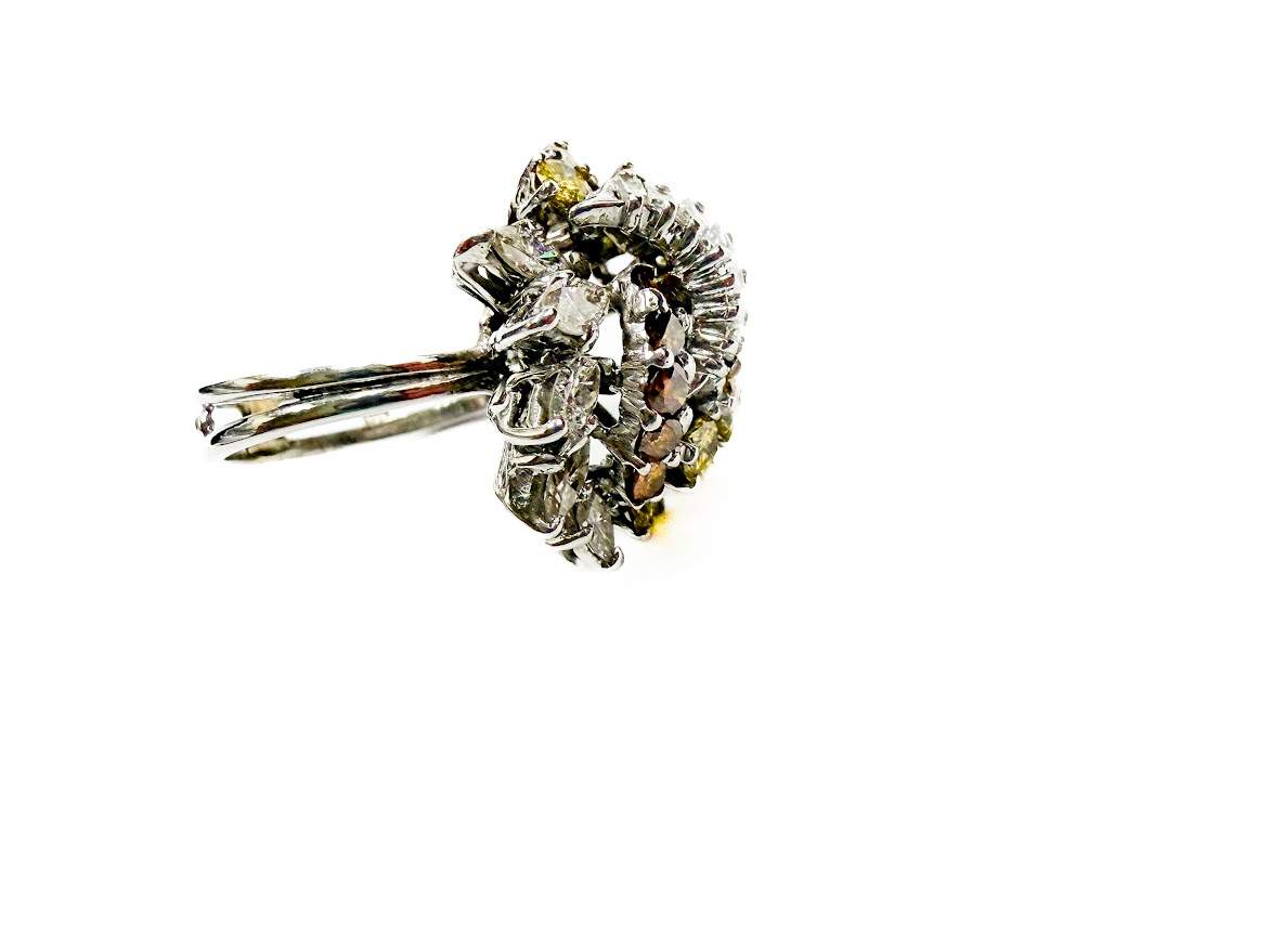 14kt White Gold Multi-Color Diamond Ring