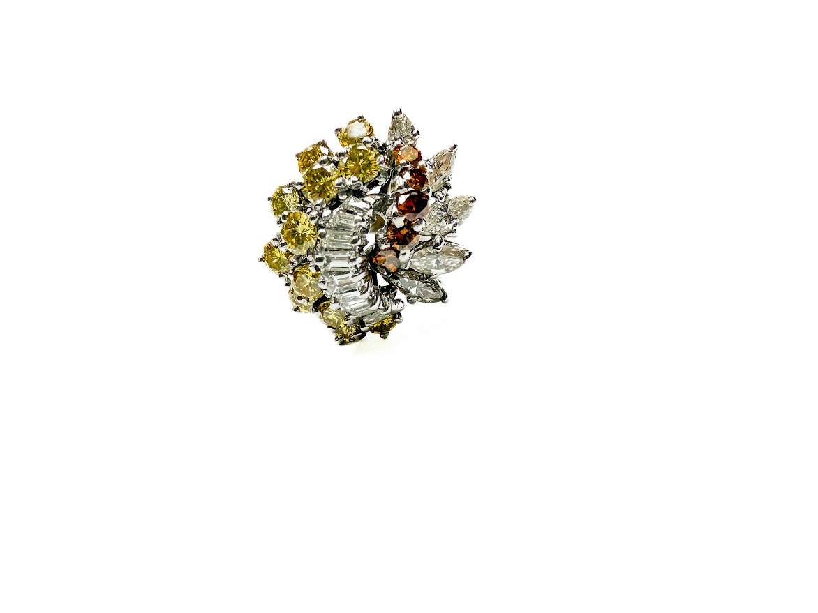 14kt White Gold Multi-Color Diamond Ring