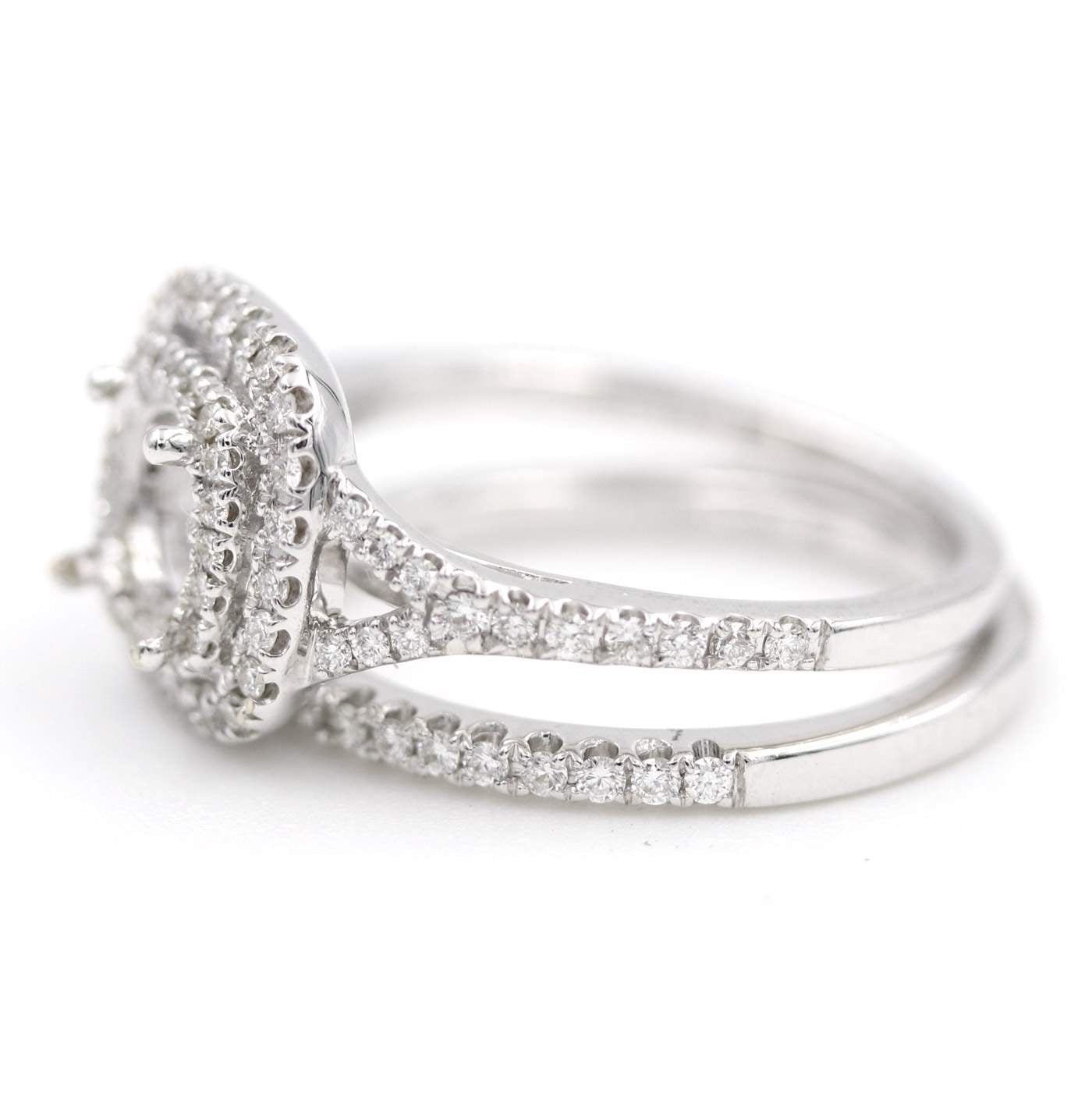 18kt White Gold Double Halo Diamond Semi-Mount Ring