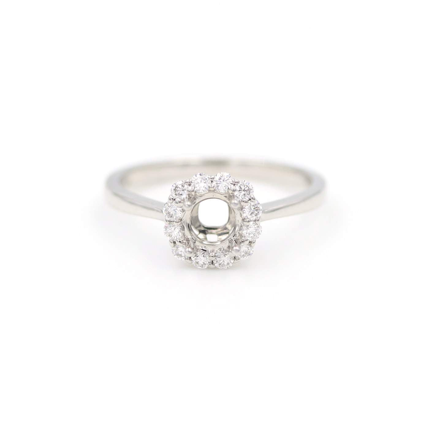 14kt White Gold Diamond Halo Semi-Mount Ring